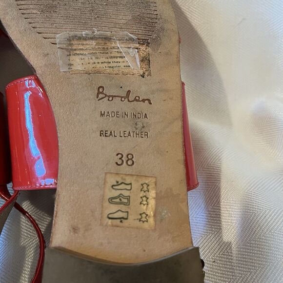 Boden Red Patent Leather Flat Heel Open Toe Sandals, Women’s Size 38/ 7.5 - Picture 7 of 11
